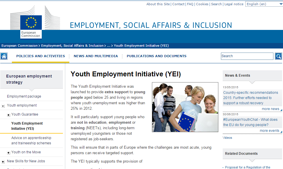 La Comisión Europea crea la web: Iniciativa de Empleo juvenil 