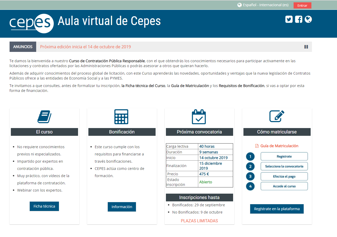 CEPES lanza la segunda edición del Curso sobre “Contratación Pública Responsable”